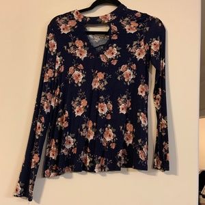 front cutout floral long sleeve